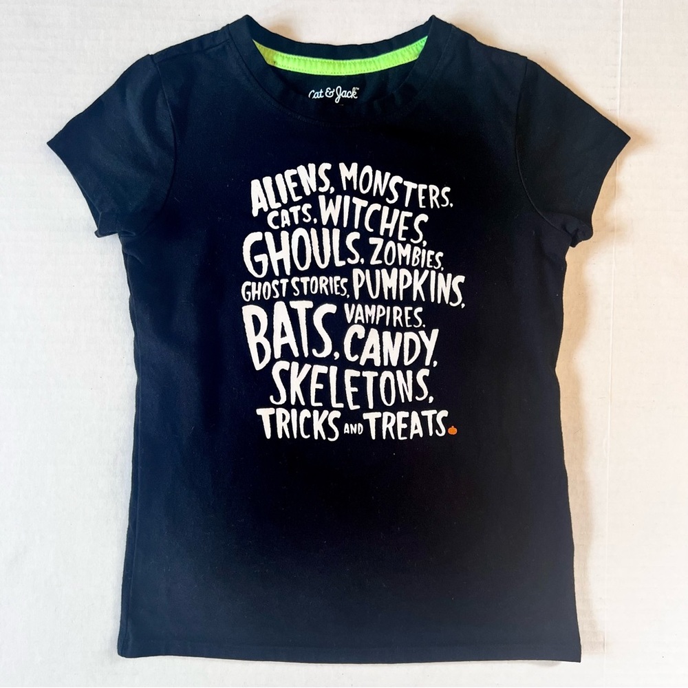 Halloween Tee Black Girls Sz S 6/6X by Cat & Jack